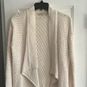 LOFT Open Cardigan, Cream, Size M